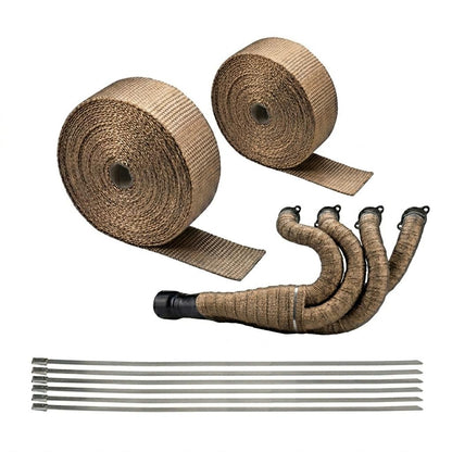 Bande Thermique Échappement Haute Qualité Beige 5m 1000°C + 3 Attaches Inox