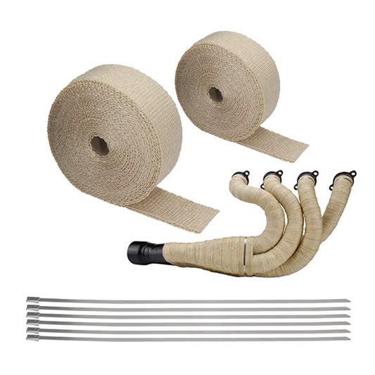 Bande Thermique Échappement Haute Qualité Beige 5m 1000°C + 3 Attaches Inox